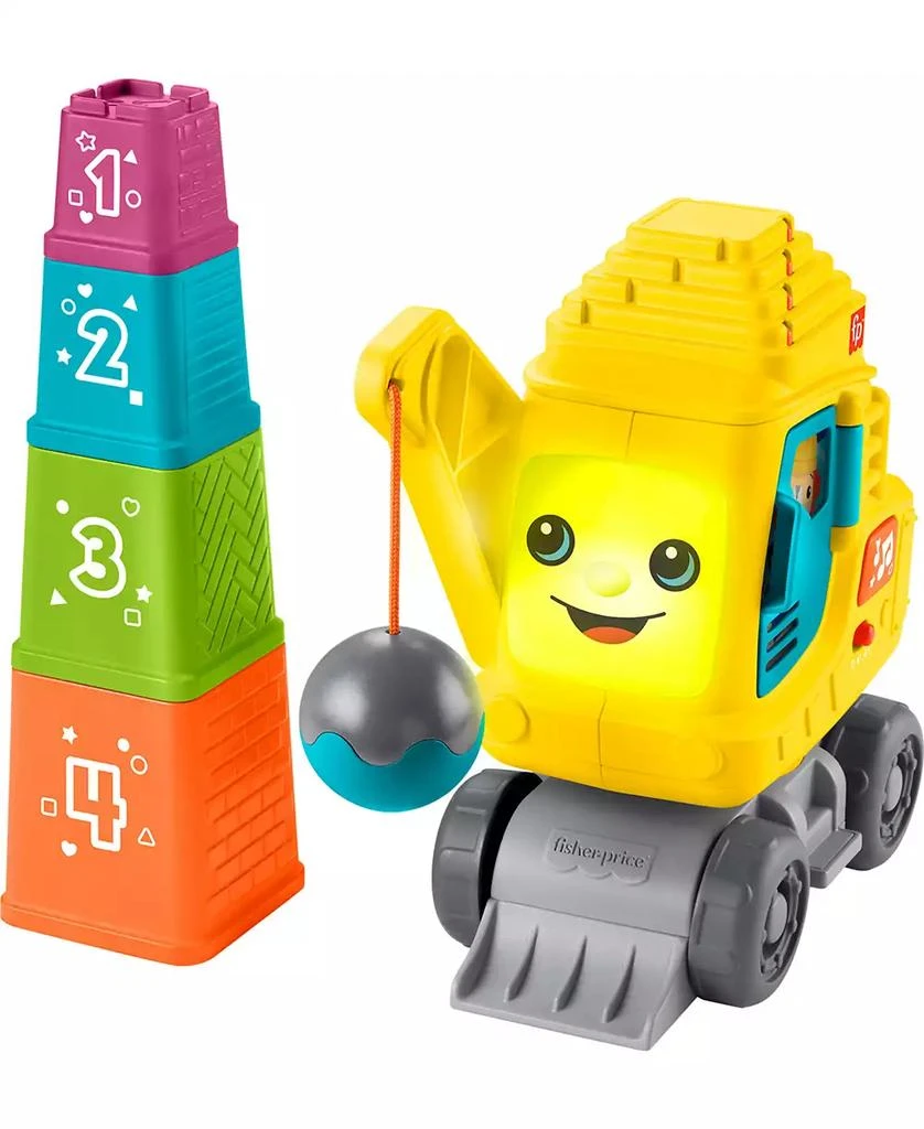 商品Fisher Price|Count and Stack Crane Baby and Toddler Learning Toy with Blocks, Lights and Sounds,价格¥135,第1张图片