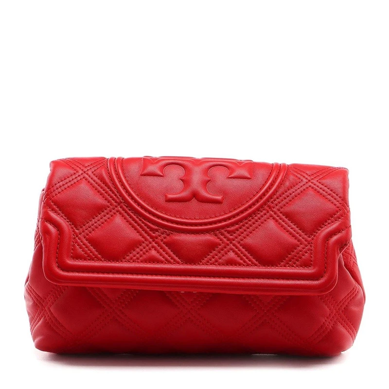 商品Tory Burch|TORY BURCH 女士FLEMING系列柔软红色羊皮手拿包 59690-612,价格¥2259,第1张图片