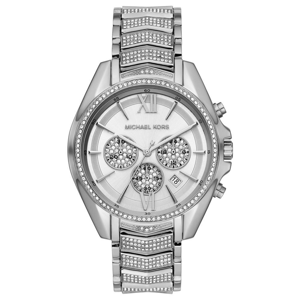 商品Michael Kors|Women's Chronograph Whitney Stainless Steel Pavé Bracelet Watch 45mm,价格¥2935,第1张图片