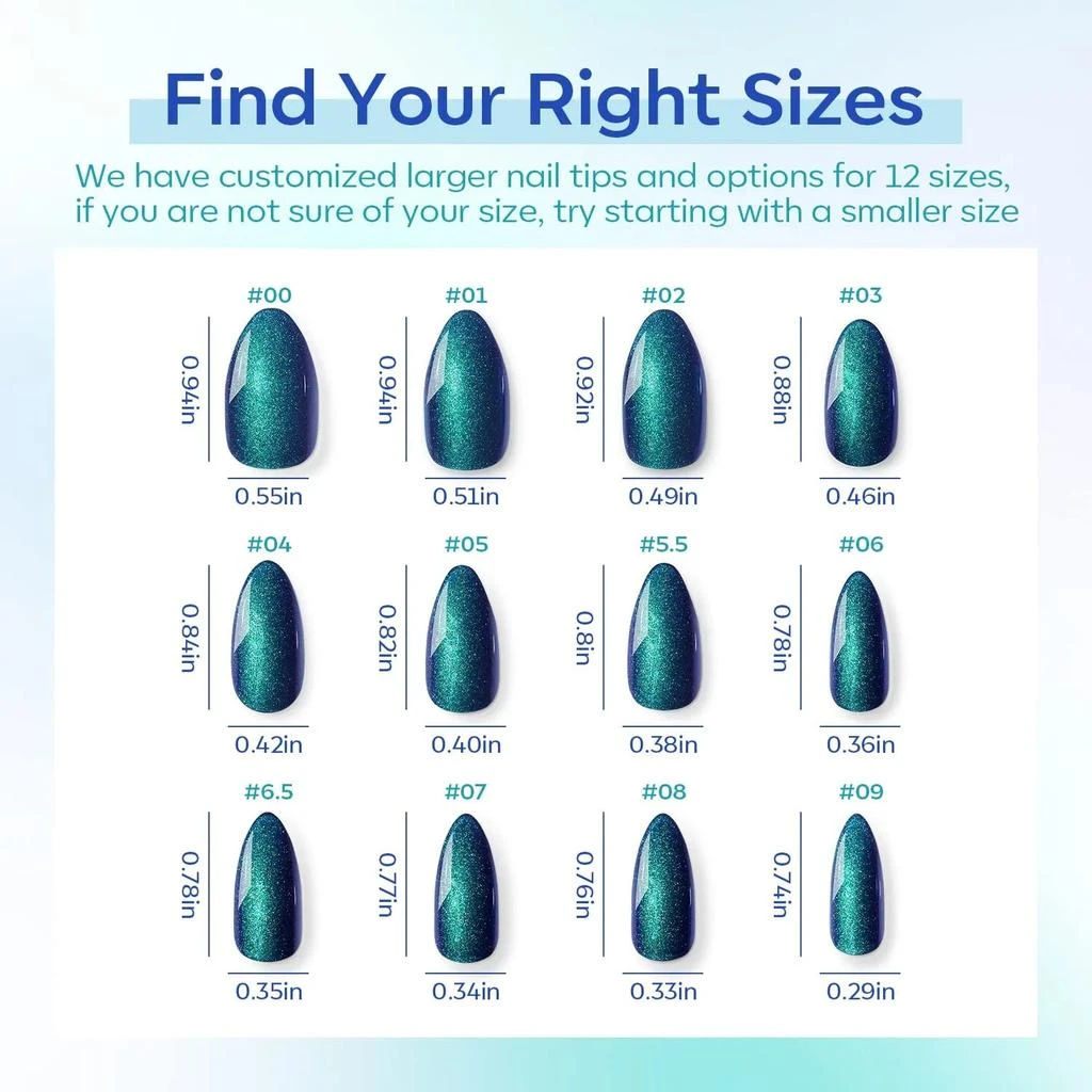 Bet on You - 24 Fake Nails 12 Sizes Short Almond Press on Nails Kit 商品