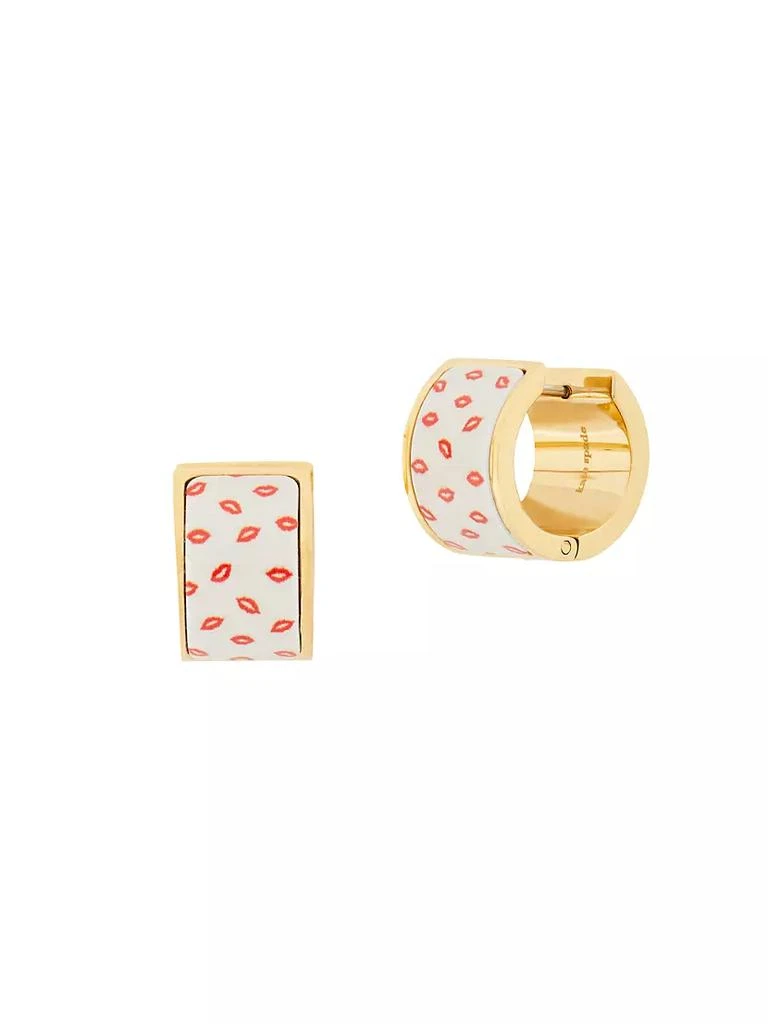 商品Kate Spade|Kiss U Goldtone & Enamel Huggie Earrings,价格¥437,第1张图片
