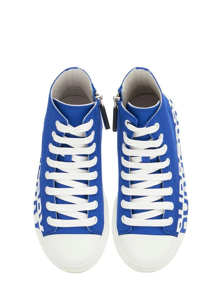 商品Burberry|Logo Print Cotton Lace-up High Sneakers,价格¥2243,第1张图片详细描述