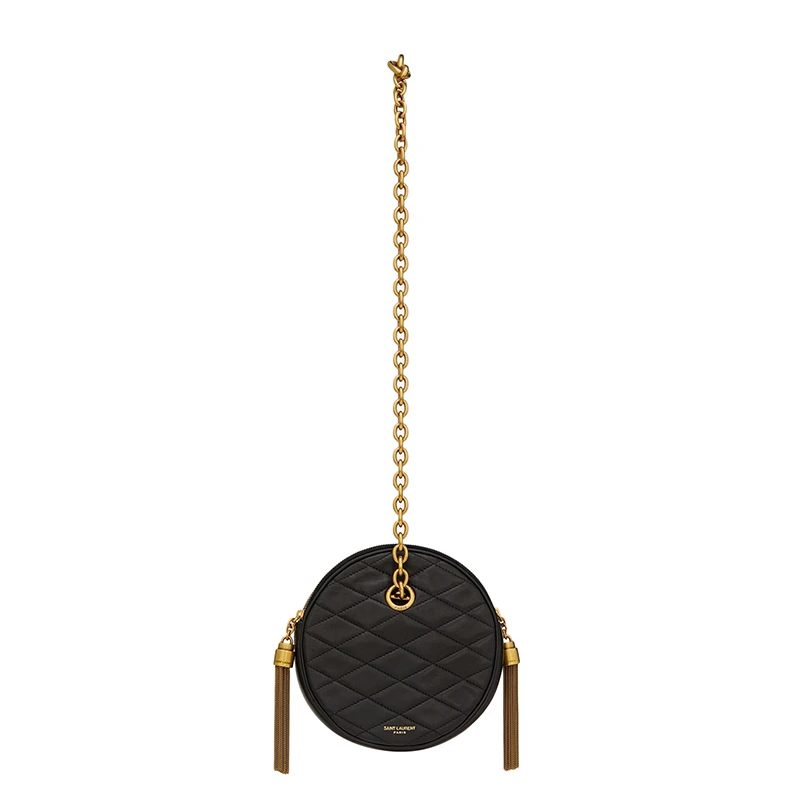SAINT LAURENT PARIS/圣罗兰 YSL LE MAILLON系列 女士黑色羊皮革圆形链条手拿包 商品