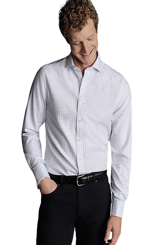 Camicia da uomo slim fit con colletto button-down, in popeline elasticizzato antipiega, a quadri. image 2