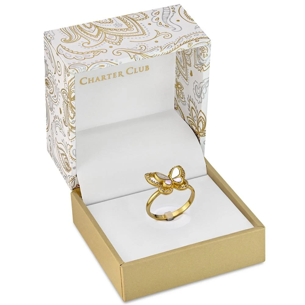 商品Charter Club|Gold-Plate Pavé & Mother-of-Pearl Butterfly Ring, Created for Macy's,价格¥89,第3张图片详细描述