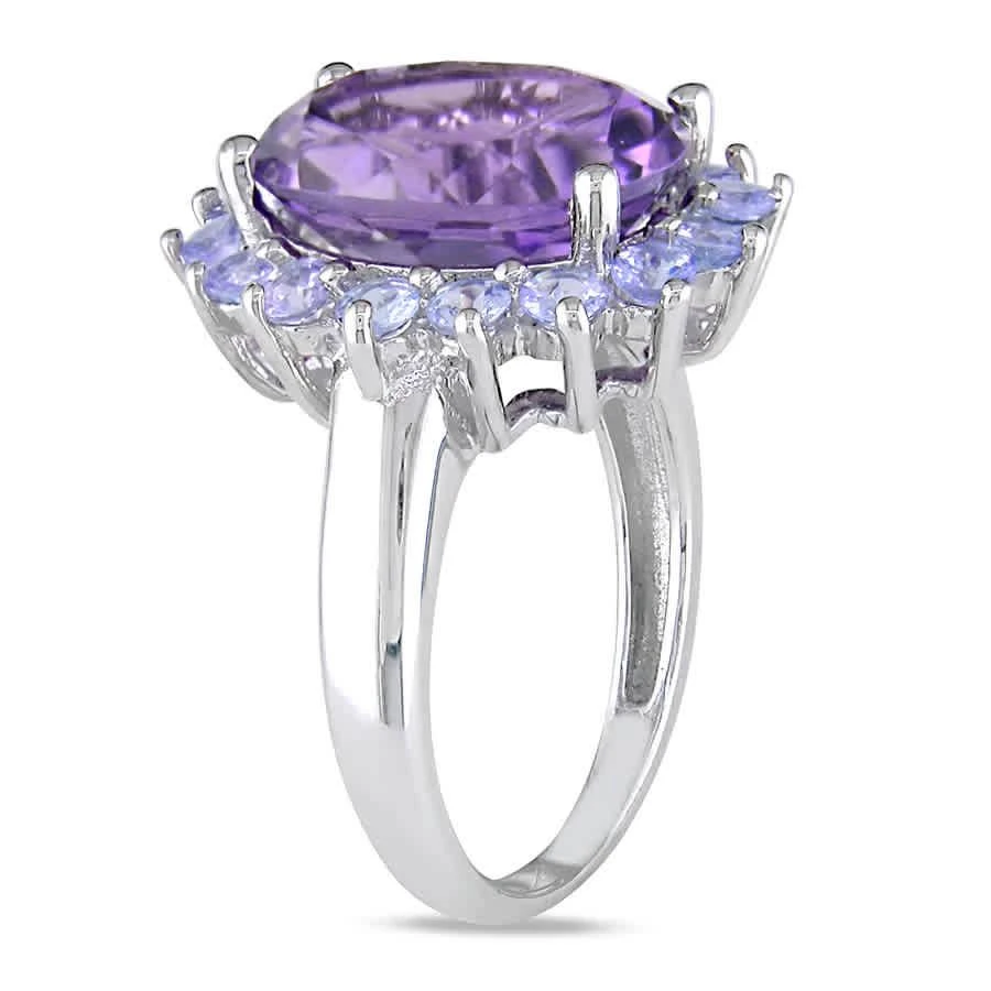 商品Amour|Sterling Silver 5 7/8 CT TGW Amethyst Tanzanite Halo Cocktail Ring,价格¥536,第2张图片详细描述