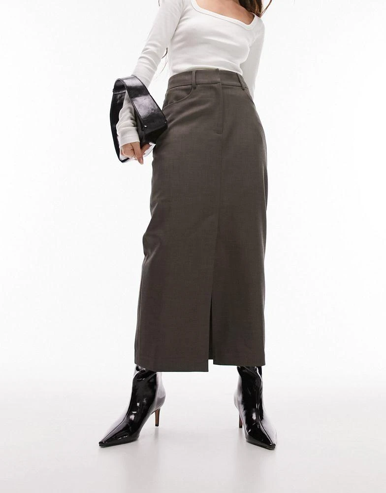 商品Topshop|Topshop long pencil skirt in brown,价格¥441,第1张图片