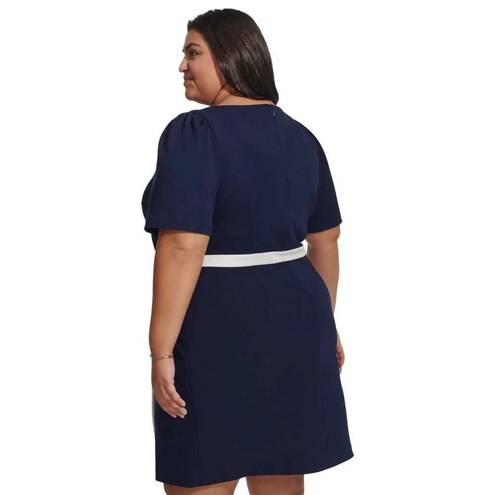 商品DKNY|Plus Size Puff-Sleeve Tipped Dress,价格¥621,第2张图片详细描述