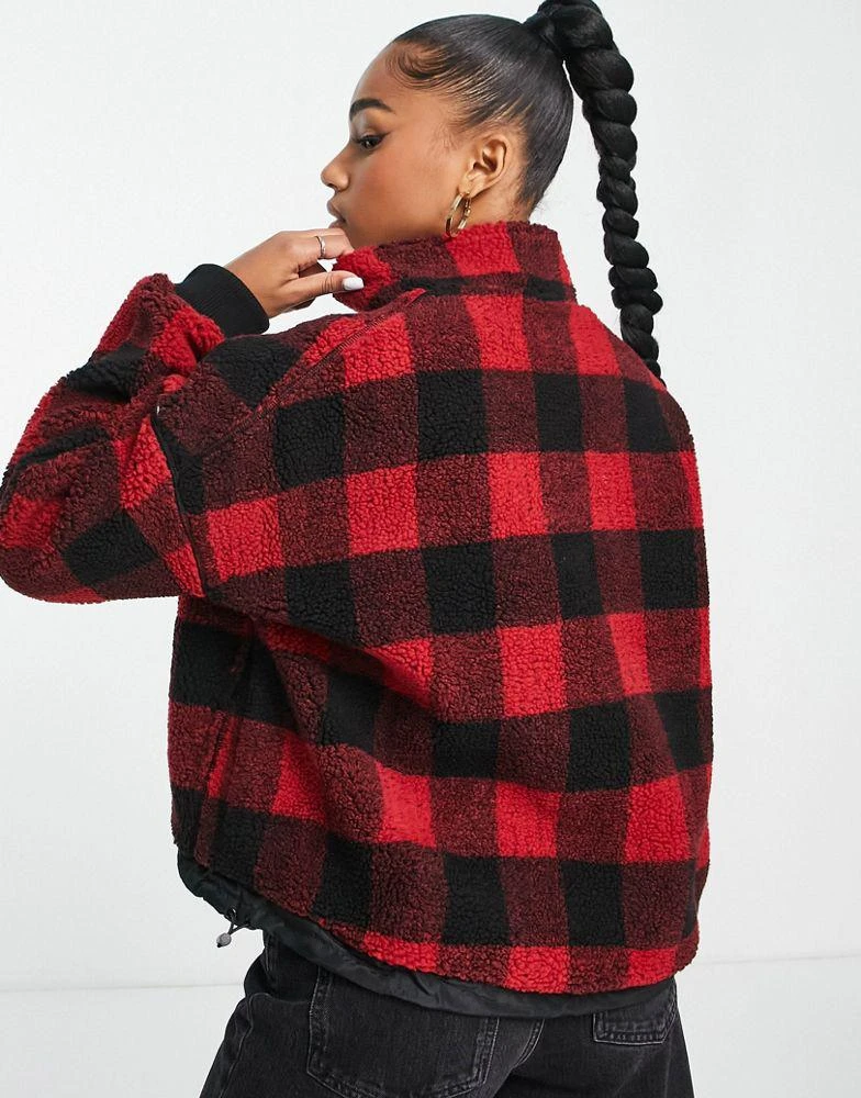 商品Aeropostale|Aeropostale button up fleece pullover in red check,价格¥184,第2张图片详细描述
