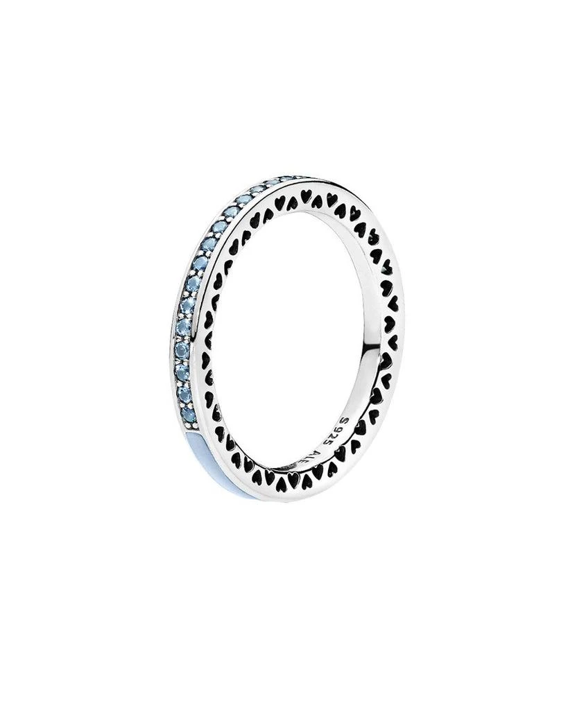 商品PANDORA|PANDORA Silver & Light Blue Crystal Radiant Hearts Ring,价格¥160,第1张图片