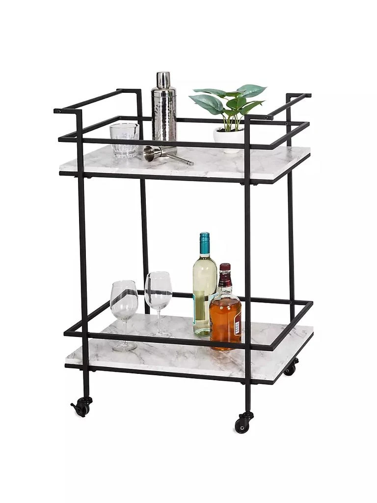 商品Honey Can Do|Two-Tier Faux Marble Rolling Bar Cart,价格¥1197,第4张图片详细描述
