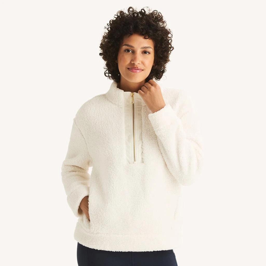 商品Nautica|Womens Quarter-Zip Faux Shearling Pullover,价格¥327,第1张图片
