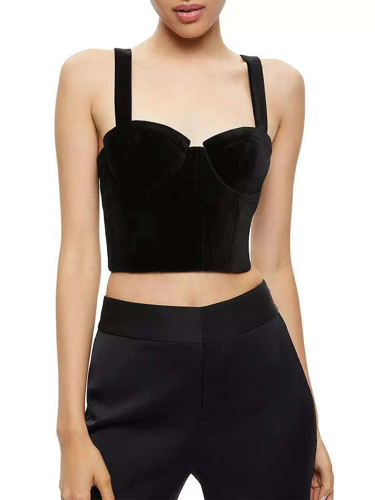 商品Alice + Olivia|Jeanna Velvet Cropped Bustier Top,价格¥995,第3张图片详细描述