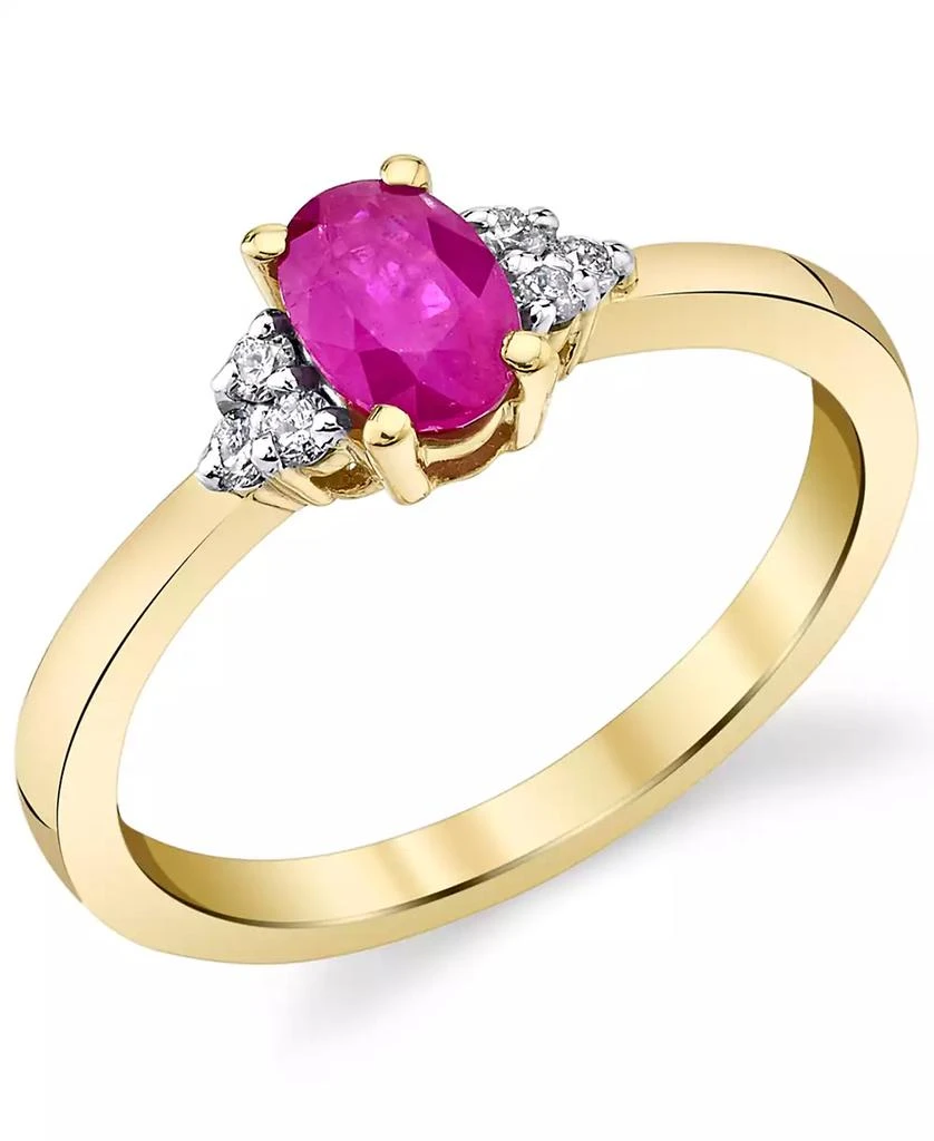 商品Macy's|Ruby (5/8 ct. t.w.) & Diamond (1/10 ct. t.w.) Ring in 14k Gold,价格¥2739,第1张图片