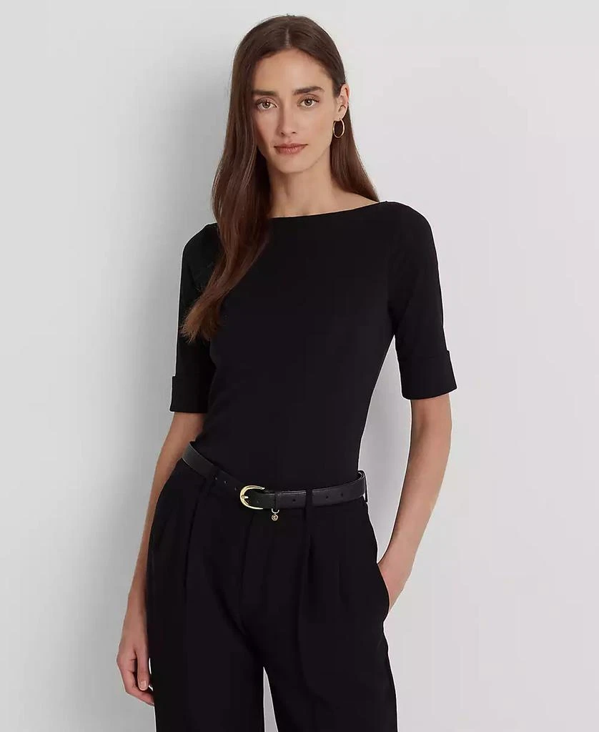 商品Ralph Lauren|Stretch Boatneck Top, Regular & Petite,价格¥377,第1张图片