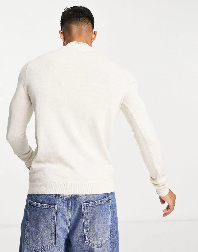 商品ASOS|ASOS DESIGN knitted muscle fit turtle neck jumper in oatmeal,价格¥133,第2张图片详细描述