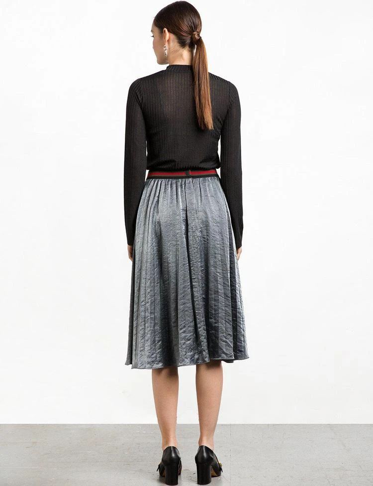 商品Pixie Market|Grey Metallic Pleated Midi Skirt,价格¥228,第4张图片详细描述
