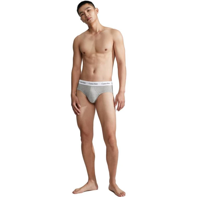 商品[国内直发] Calvin Klein|[预售3天]CALVIN KLEIN logo腰边舒适三角内裤 男款 三条装 黑白灰,价格¥258,第9张图片详细描述