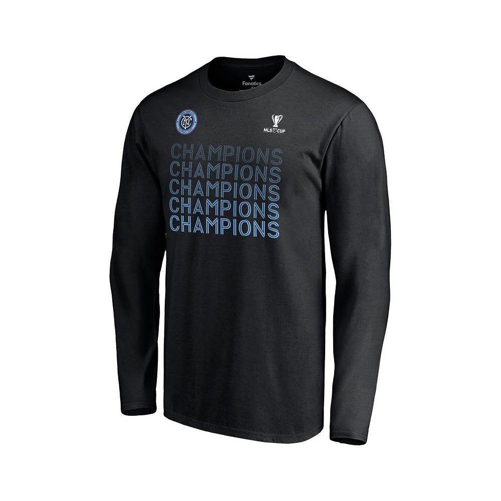 Men's Branded Black New York City FC 2021 MLS Cup Champions Standard Long Sleeve T-shirt商品第3张图片规格展示