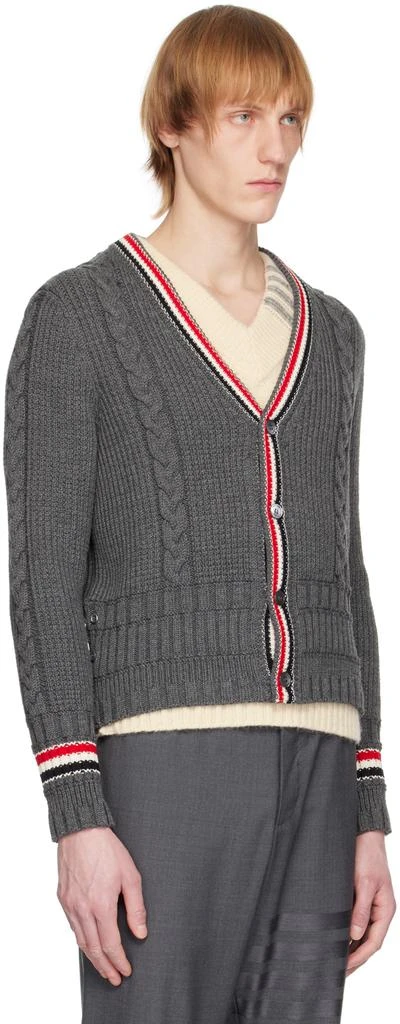 商品Thom Browne|Gray Stripe Classic Cardigan,价格¥3854,第2张图片详细描述