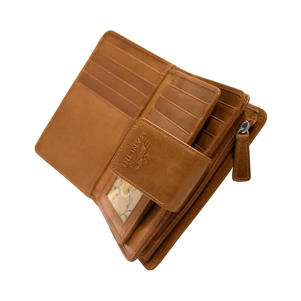 商品Mancini Leather Goods|Casablanca Collection RFID Secure Ladies Medium Clutch Wallet,价格¥698,第2张图片详细描述