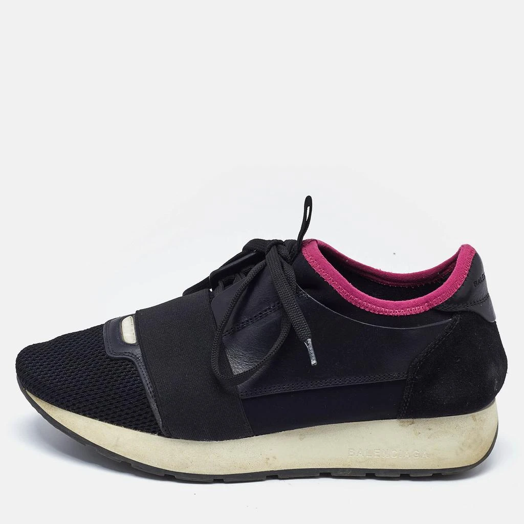 商品[二手商品] Balenciaga|Balenciaga Black Fabric and Leather Race Runner Lace Up Sneakers Size 37,价格¥2896,第1张图片