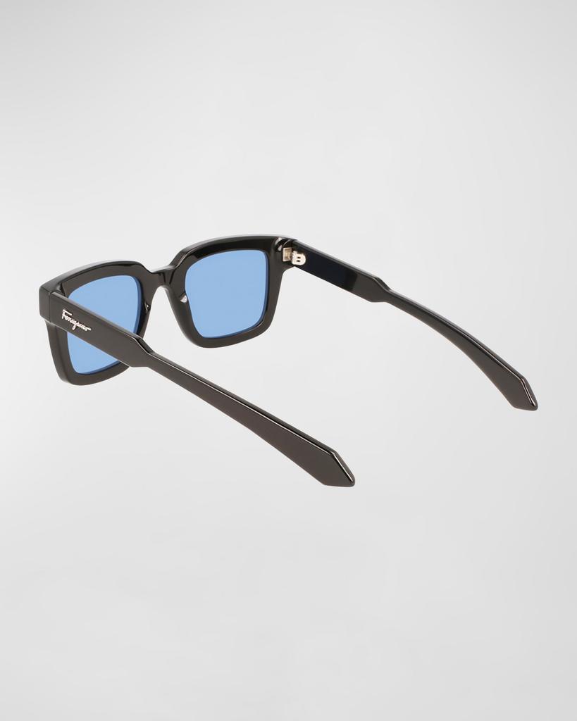 商品Salvatore Ferragamo|Men's Classic Logo Chunky Rectangle Sunglasses,价格¥2389,第4张图片详细描述