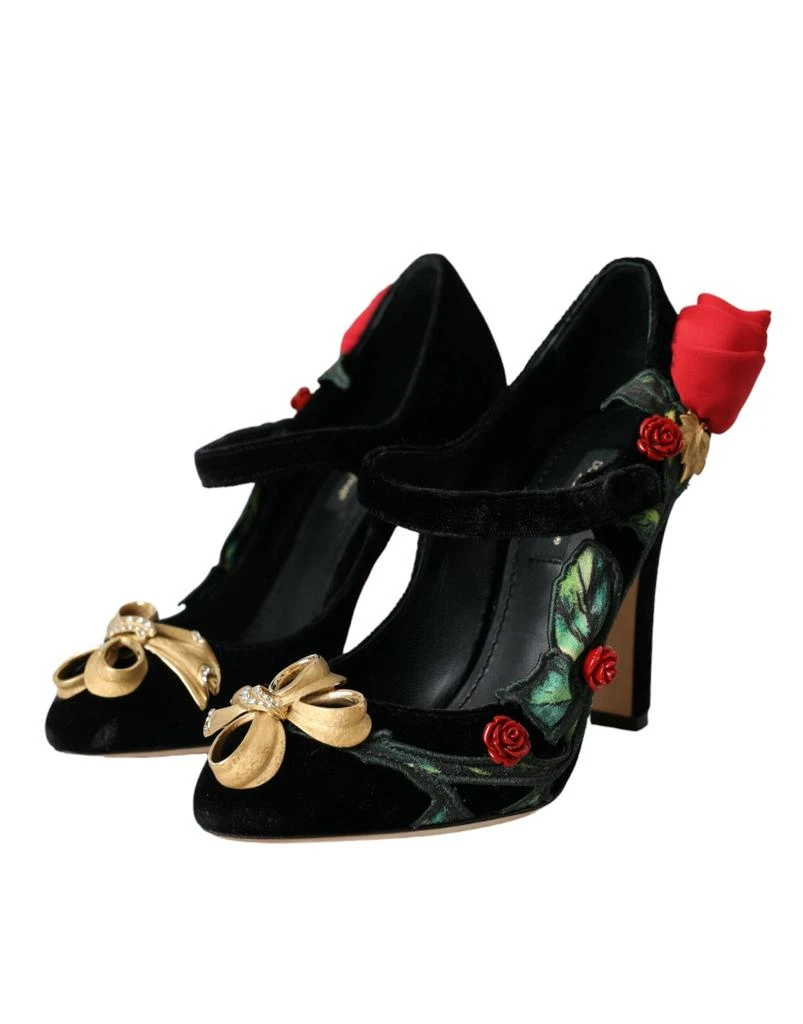 商品Dolce & Gabbana|Black Roses Crystal Brooch Mary Jane Shoes,价格¥4600,第3张图片详细描述