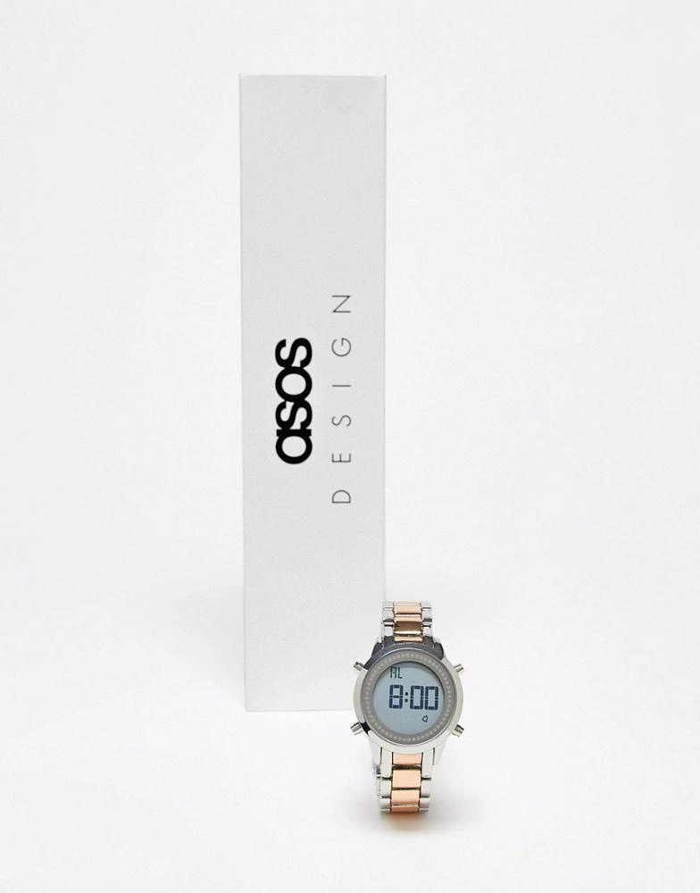 商品ASOS|ASOS DESIGN unisex digital bracelet watch in silver with rose gold detailing,价格¥341,第1张图片
