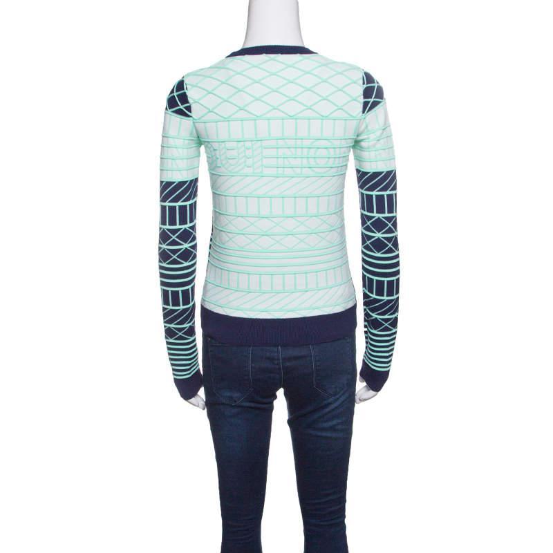 商品[二手商品] Kenzo|Kenzo Oui Non Navy Blue and Green Jacquard Knit Sweater XS,价格¥783,第5张图片详细描述