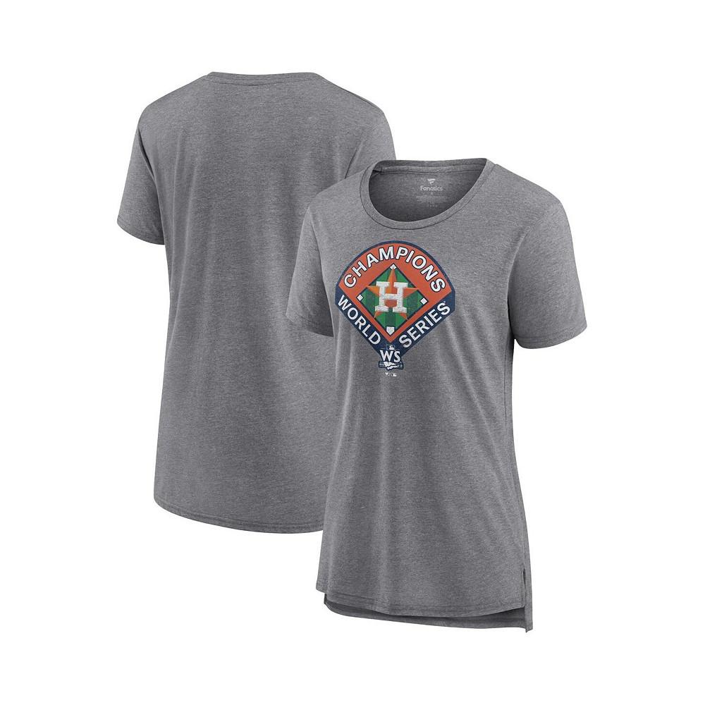 Women's Branded Heather Gray Houston Astros 2022 World Series Champions Complete Game Modern Tri-Blend Scoop Neck T-shirt商品第1张图片规格展示