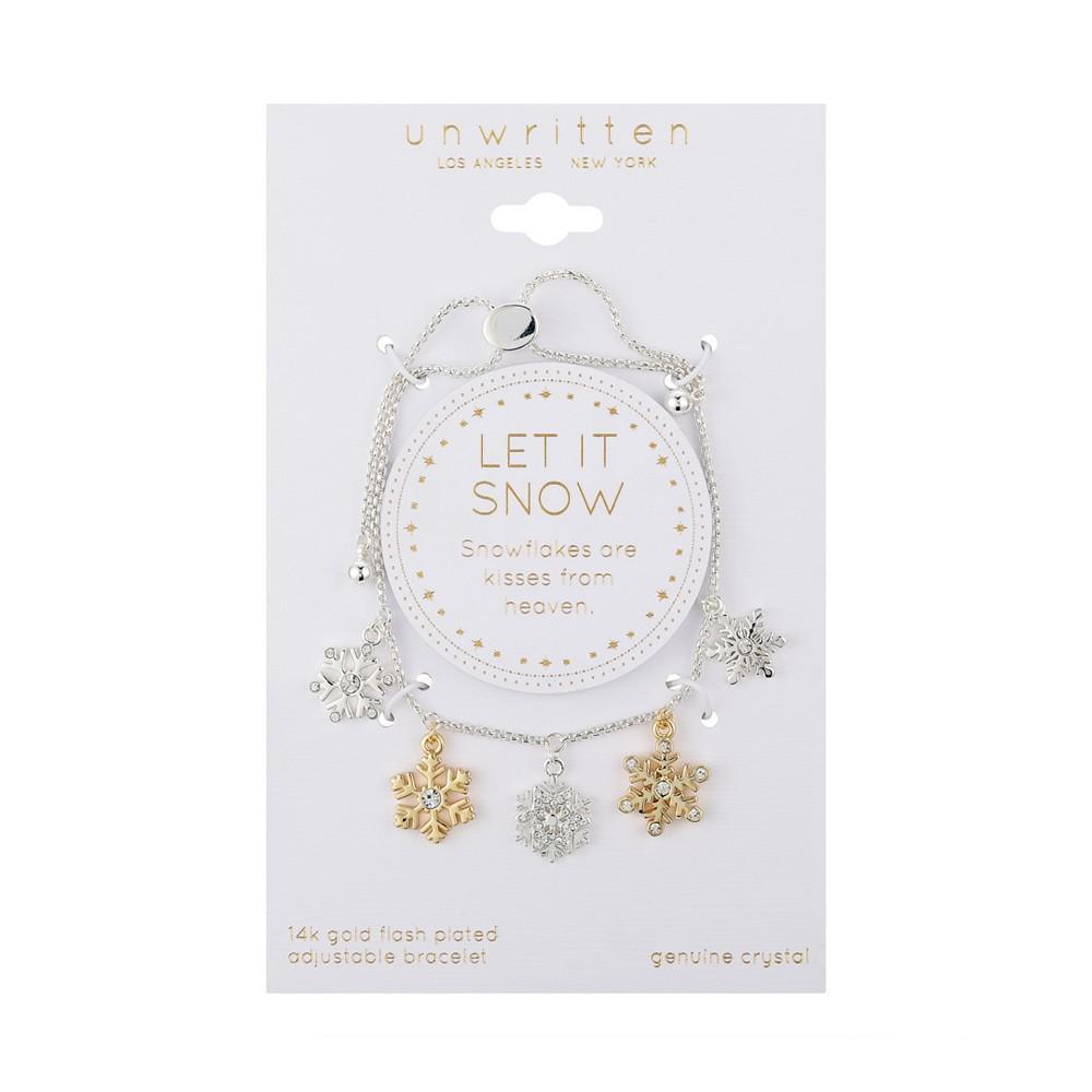 商品Unwritten|Two Tone Gold Flash-Plated Crystal Multi Snowflake Bolo Bracelet,价格¥143,第4张图片详细描述