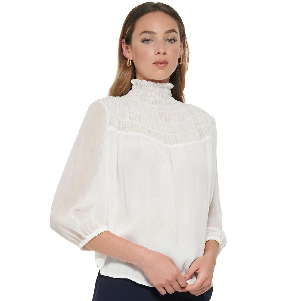 商品Tommy Hilfiger|Women's Smocked 3/4-Sleeve Mock-Neck Top,价格¥133,第3张图片详细描述