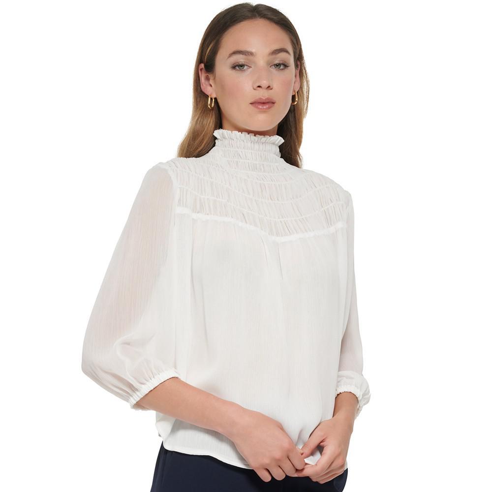 商品Tommy Hilfiger|Women's Smocked 3/4-Sleeve Mock-Neck Top,价格¥379,第5张图片详细描述