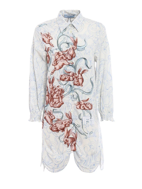 商品Prada|PRADA 女士印花棉质长款衬衫 P426C-H5A-F0009,价格¥3402,第1张图片