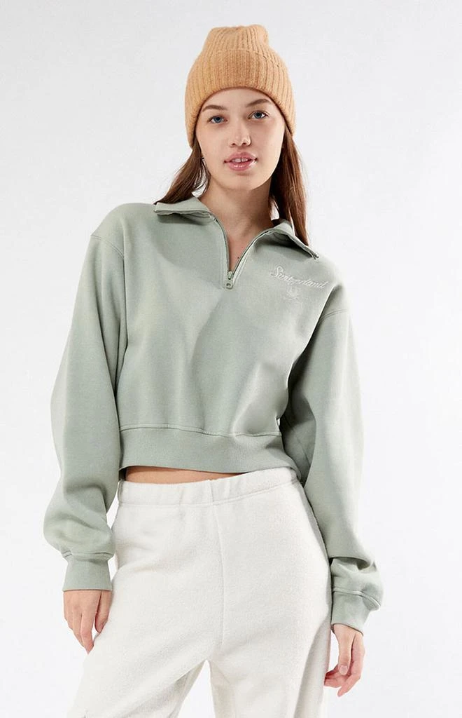 商品PacSun|Switzerland Half Zip Cropped Sweatshirt,价格¥275,第1张图片详细描述