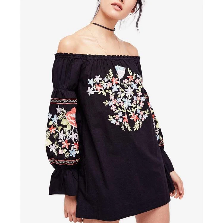 商品Free People|Fleur De Jour Cotton Embroidered Off-The-Shoulder Mini Dress,价格¥439,第1张图片