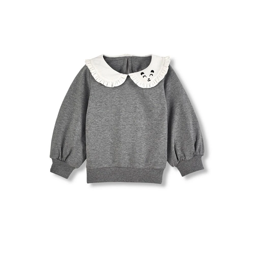 商品Paper Cape|Toddler|Child Girls Organic Embroidered Collar Sweatshirt,价格¥105,第1张图片