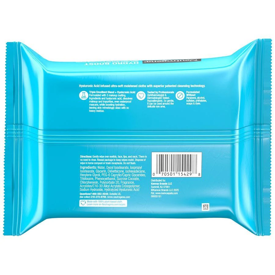 商品Neutrogena|Hydro Boost Ultra-Soft Micellar Cleansing Wipes Makeup Remover Plant-Based Cloth,价格¥65,第5张图片详细描述