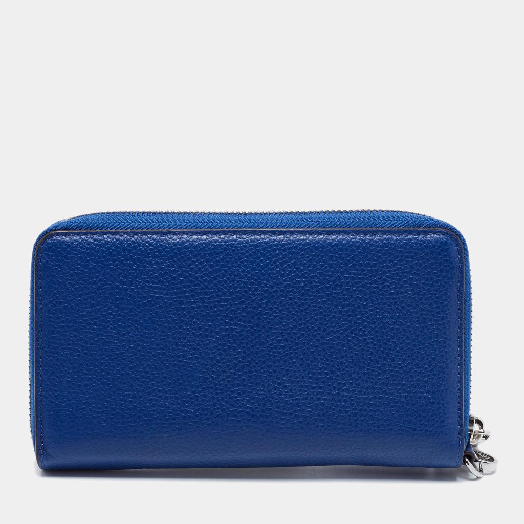 Michael Kors Blue Leather Jet Set Zip Around Wristlet Wallet商品第5张图片规格展示