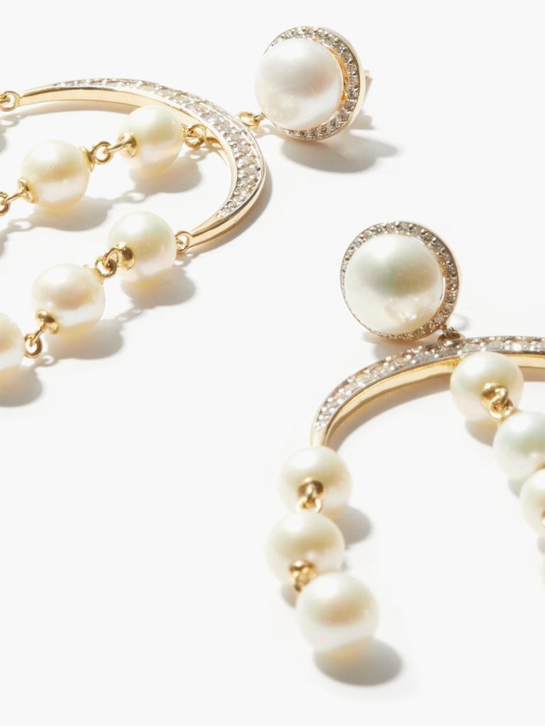 商品MATEO|Crescent Moon diamond, pearl & 14kt gold earrings,价格¥28828,第5张图片详细描述