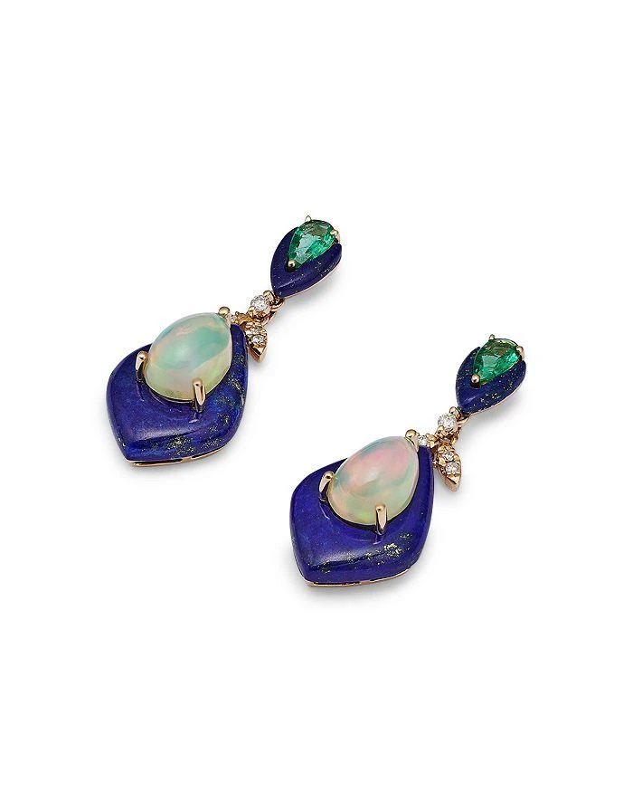 商品Bloomingdale's|Opal, Emerald, Lapis Lazuli & Diamond Drop Earrings in 14K Yellow Gold - Exclusive,价格¥11052,第3张图片详细描述