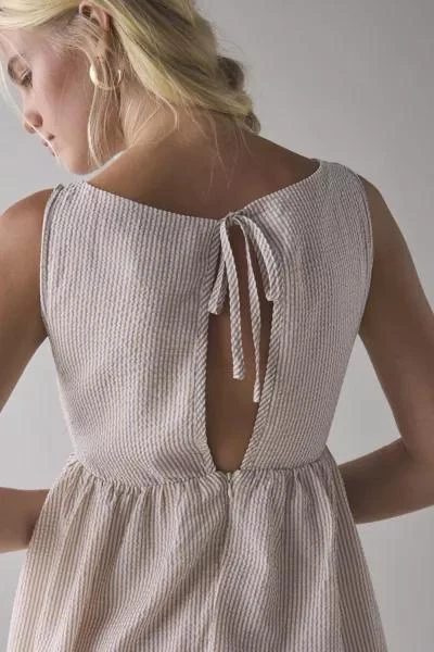 商品Daisy Street|Daisy Street Seersucker Keyhole Tie-Back Smock Mini Dress,价格¥315,第2张图片详细描述