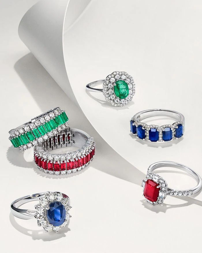 商品Bloomingdale's|Emerald and Diamond Statement Ring in 14K White Gold,价格¥20182,第5张图片详细描述