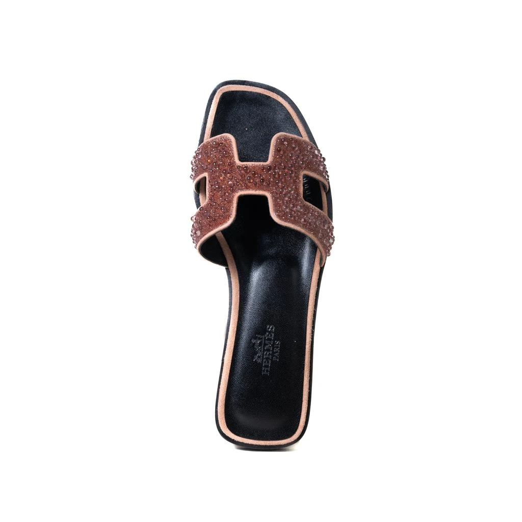 商品Hermes|Hermes Oran Glitter Mules Oran Sandals Brown,价格¥10312,第4张图片详细描述