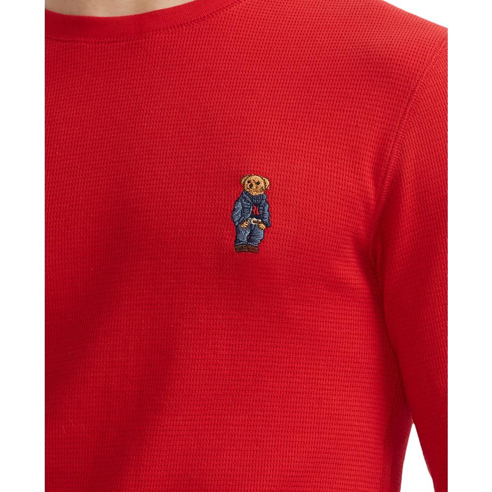 华夫格针织牛仔熊徽标长袖睡衣商品第4张图片规格展示