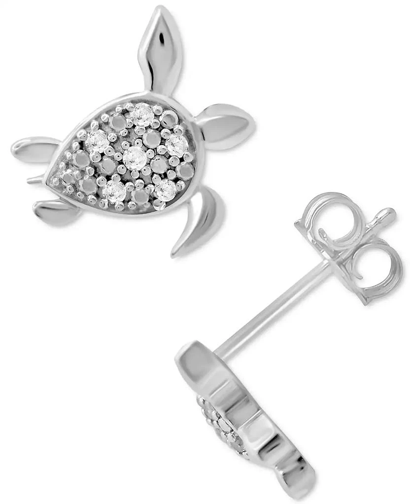 商品Macy's|Diamond Turtle Stud Earrings (1/10 ct. t.w.) in Sterling Silver,价格¥288,第1张图片