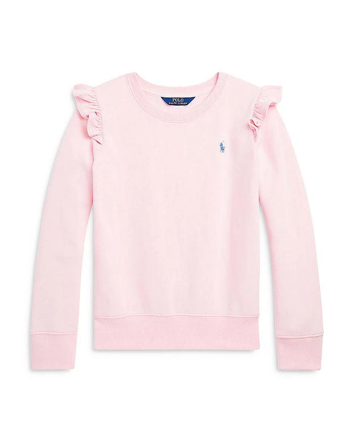 商品Ralph Lauren|Girls' Ruffled Fleece Sweatshirt - Little Kid, Big Kid,价格¥149,第1张图片