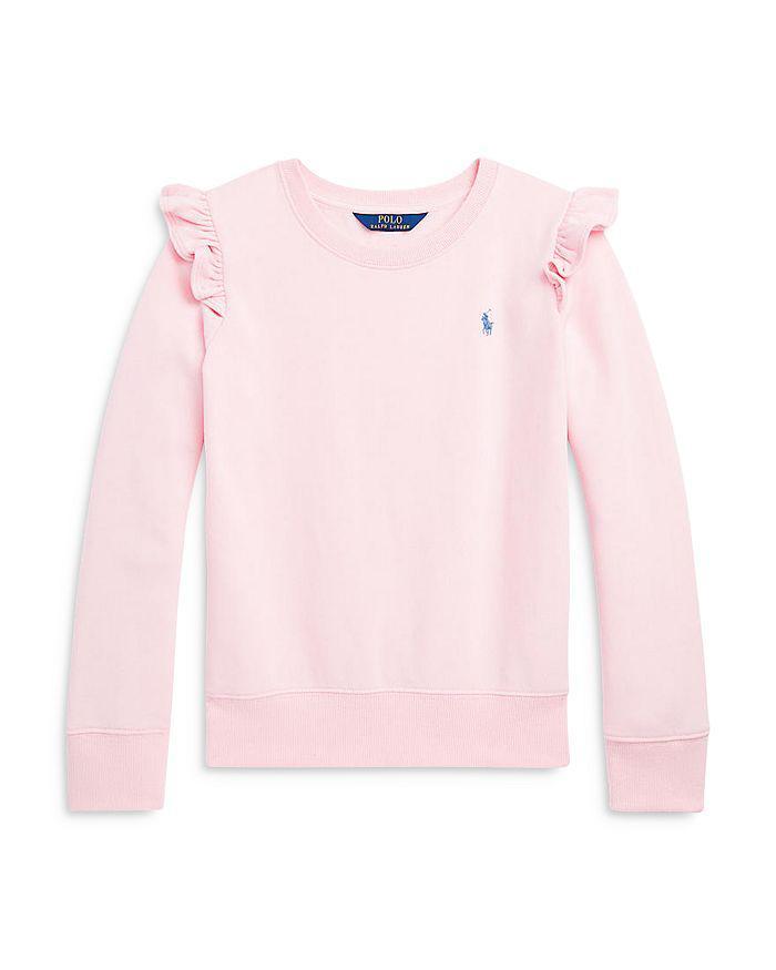 商品Ralph Lauren|Girls' Ruffled Fleece Sweatshirt - Little Kid, Big Kid,价格¥308,第1张图片