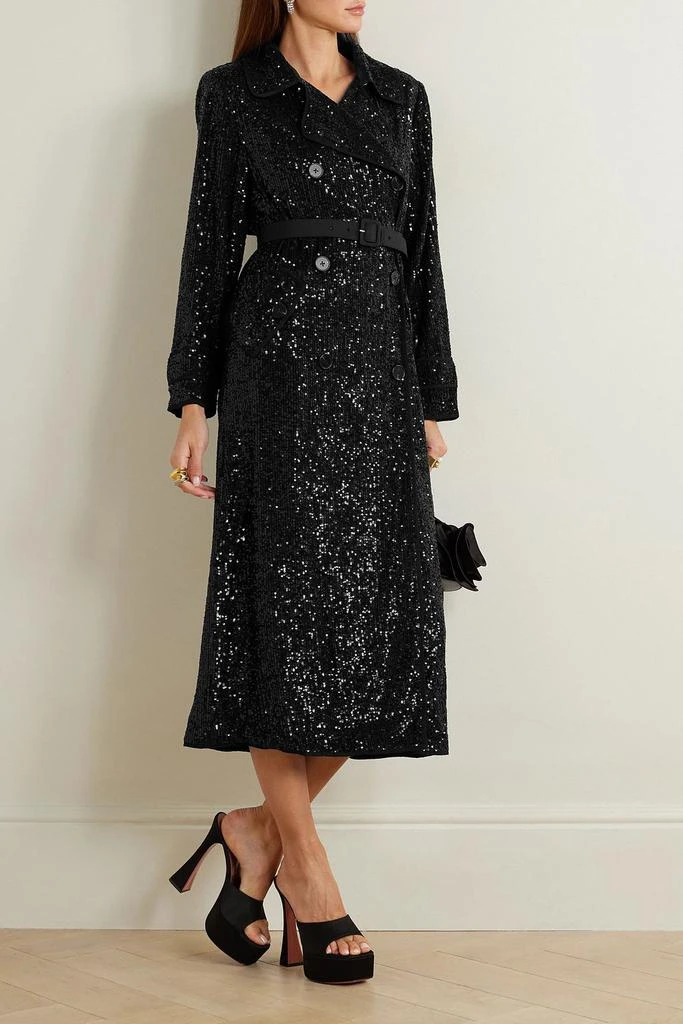 商品Self Portrait|Belted sequined crepe trench coat,价格¥2398,第2张图片详细描述